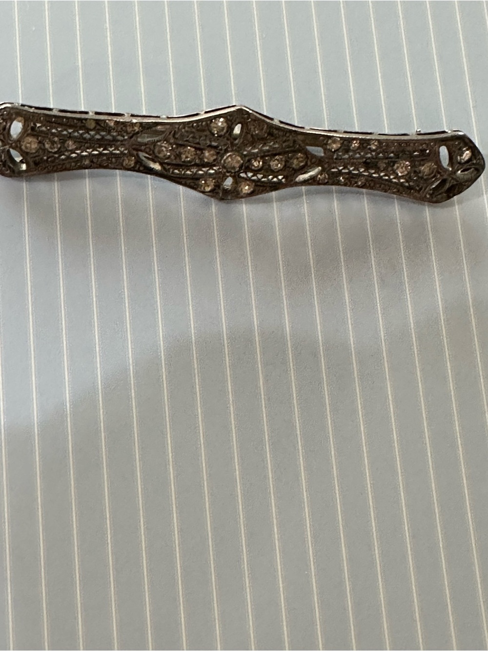 Stanley Silver-Tone Rhinestone Hair Barrette